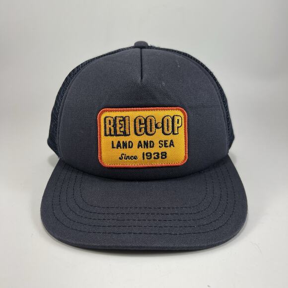 REI Coop Hat Cap Navy Blue Snapback Mesh Land and Sea Trucker Baseball - Picture 1 of 7